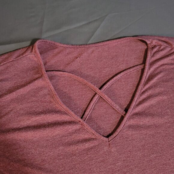 SHEIN T-Shirt Womens 4XL Red Curve V Neck Loungewear Comfort Stretch Top - Picture 2 of 10